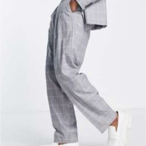 ASOS Gray Plaid Balloon Suit Pants